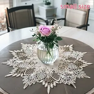 Vintage Round Polyester Table Mat Candle Holder Pad, Kitchen Decorative Placemat, Suitable for Dining Tables and Coffee Tables, Country Fresh Series Home Decor
