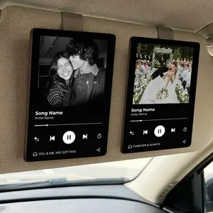 Custom Acrylic Car Visor Music Plaque with Photo Clip, Car Interior Accessory, Decoration, Customized Gifts for Couple's Anniversary