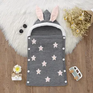 MIMIXIONG Sleep Bag Unisex Infant Swaddle Blankets Soft Thick Fleece Knit Baby Girls Boys Stroller Wraps Cute Rabbit Plush Essential Receiving Blanket Ultra-Soft Newborn Registry Sleeping Wraps for Infant 0-12 Months