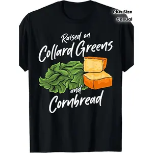 Unisex Southern Food Kale and Cornbread T Shirt in Vintage Style with Heavy Fabric Perfect for Casual Wear Barbecues Picnics and Everyday Use Plus Size