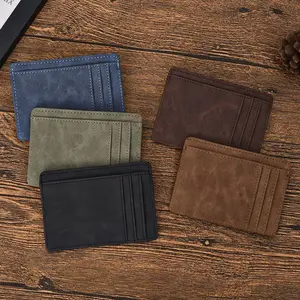 New PU leather men's card holder, portable retro thin multi-card slot fashion coin purse, universal multifunctional card holder