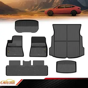 TPE Floor Mats Fit For 2017-2023 Tesla Model 3 6pcs Floor Mats & Cargo Liner All Weather TPE