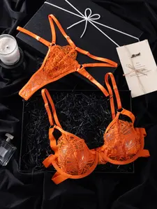 Women's Solid Color Bra & Panty Two-piece Set, Elegant Comfy Breathable Lingerie Set, Women's Underwear Set for All Seasons Womenswear