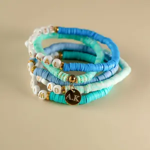 Bulk Bracelets, Personalized Promotion Project Gift for Companies and Giveaways, Custom Name Beaded Bracelet, Friendship Clay Bracelet