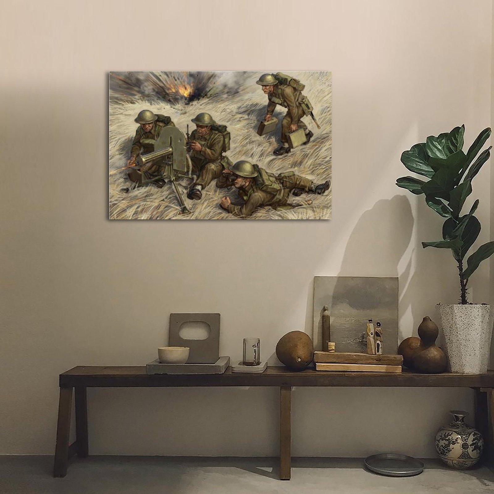 Vintage Poster WW II Soldier  Poster Decorative Painting Canvas Wall Art Picture Print Modern Family Bedroom Decor