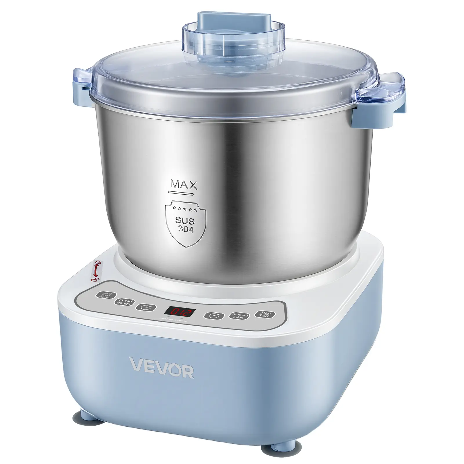 VEVOR Dough Mixer 6.9 Quart Electric Dough Maker with Ferment Function, for Pizza, Pasta, and Sourdough, 304 Stainless Steel Bowl, Timer, Face-up Control Panel, Household Dough Kneading Machine