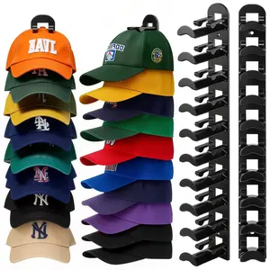 2 Pack Hat Hook for Baseball Caps Wall-mounted Hat Organizer Hold up to 20 Hats For Men Hat Holder with Strong Adhesive or Nail Two mounting Option Hat Rack for Wall Closet Door and Bedroom Cap Holder Black or White Hat Hangers Space-saving Hat storage