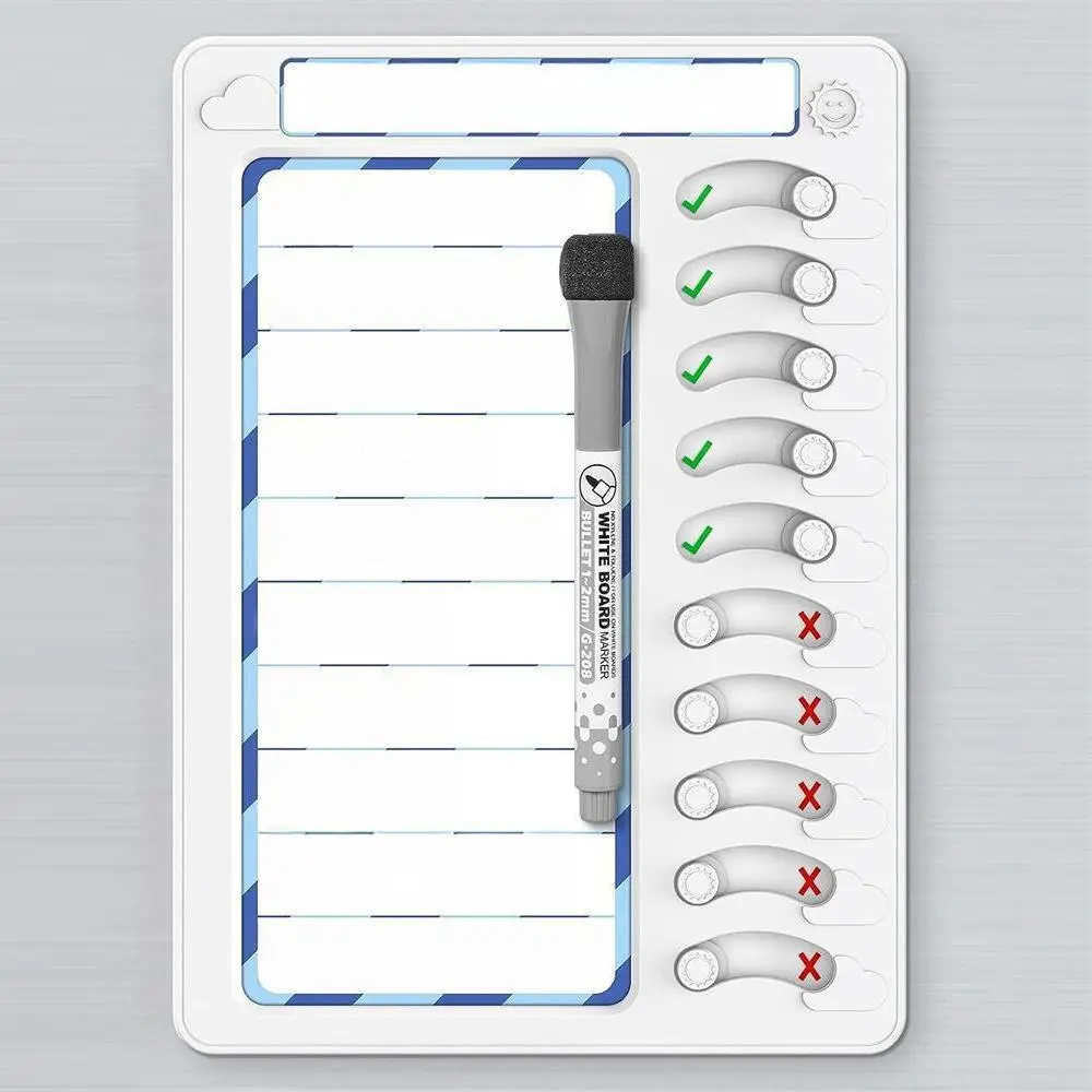Magnetic Children's Chore Chart With Pen, Monthly Planner Magnet, 1 Piece Square Children's Clock Card, Rewritable Reward Board For Kids, Fridge Calendar Magnetic