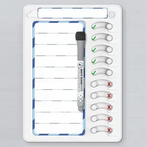 Magnetic Children's Chore Chart With Pen, Monthly Planner Magnet, 1 Piece Square Children's Clock Card, Rewritable Reward Board For Kids