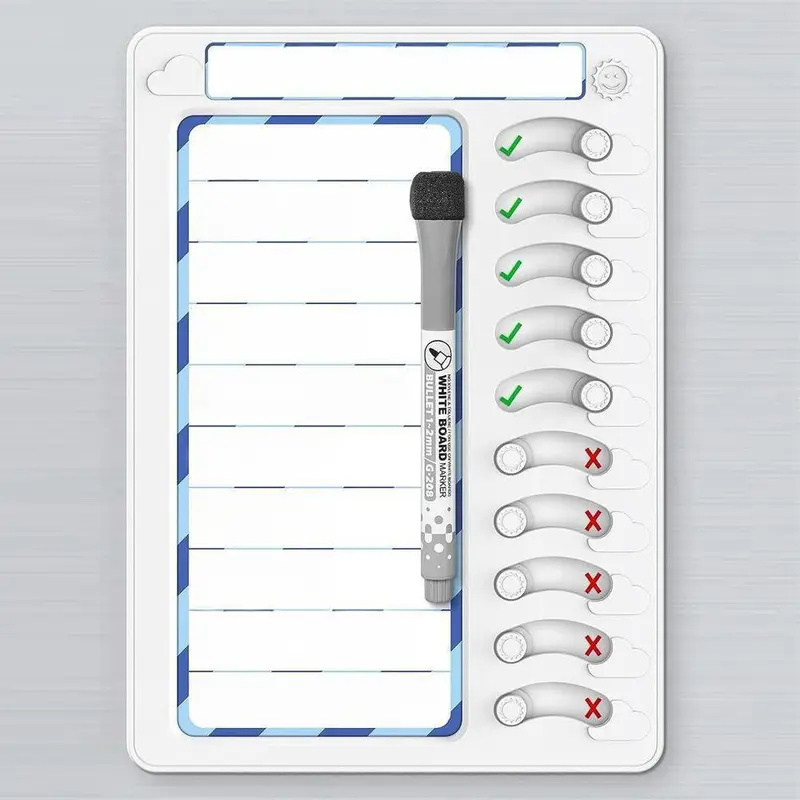 Magnetic Children's Chore Chart With Pen, Monthly Planner Magnet, 1 Piece Square Children's Clock Card, Rewritable Reward Board For Kids, Fridge Calendar Magnetic, Dry Erase Calendar, Magnetic Calendar For Refrigerator