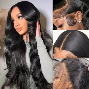 MIRELLE Black Wig - 13x6 Synthetic Lace Front Wigs for Women - HD Lace Body Wave Frontal Wig Pre-Plucked with Baby Hair Heat Resistant Fiber 30 Inches 220 Density