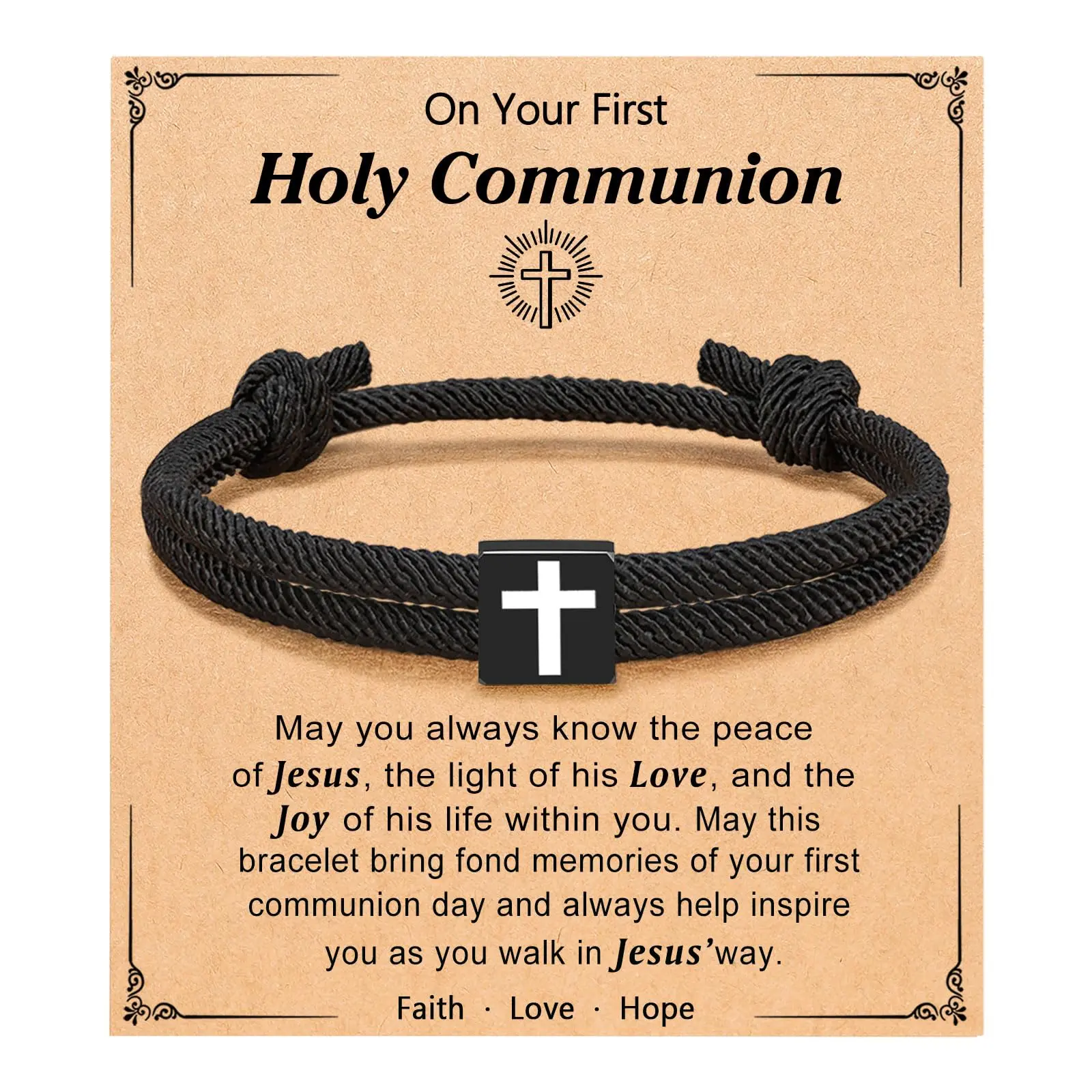First Communion Gifts for Boys Catholic 1st Holy Communion Decorations Christian Cross Bracelet