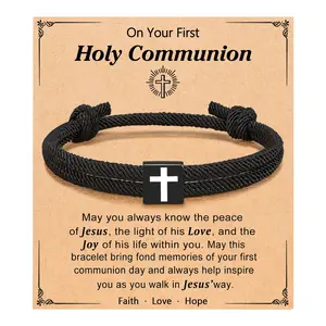 First Communion Gifts for Boys Catholic 1st Holy Communion Decorations Christian Cross Bracelet
