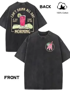 If you don't start in the morning, don't expect to drink all day! Golf cocktail graphic T-shirt, 100% pure cotton fun golf drinking retro washed T-shirt, unisex casual golf course party top, a gift for golfers and beer lovers #retrowashedcottonTshirt
