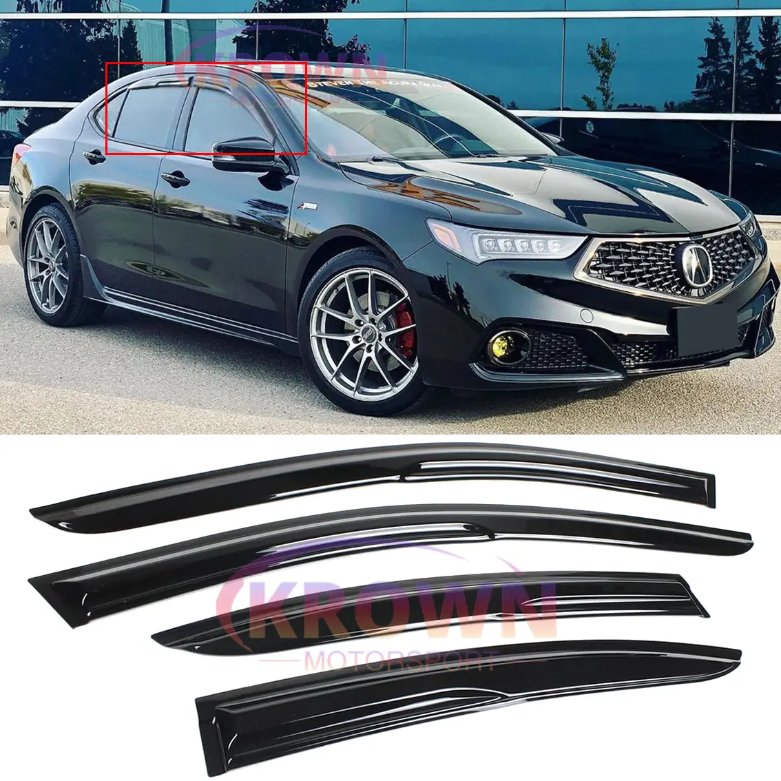 FITS 2015-2022 ACURA TLX JDM 3D WAVY MUGEN STYLE WINDOW VISOR RAIN GUARD VENT DEFLECTOR