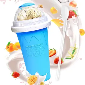 Frozen Magic Slushy Cup, Smoothie Cups with Lids and Straws,
