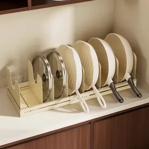 New Pot Rack Organizer, Kitchen Sink Cabinet Multi-Functional Storage Shelf, Extendable Magnetic Layered Pot Lid Holder