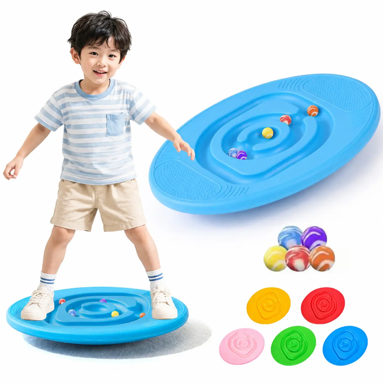 Montessori Balance Board Maze for Kids, Snail Rocking Seesaw Toy, Balance & Coordination Sensory Training Gift for Ages 3-10