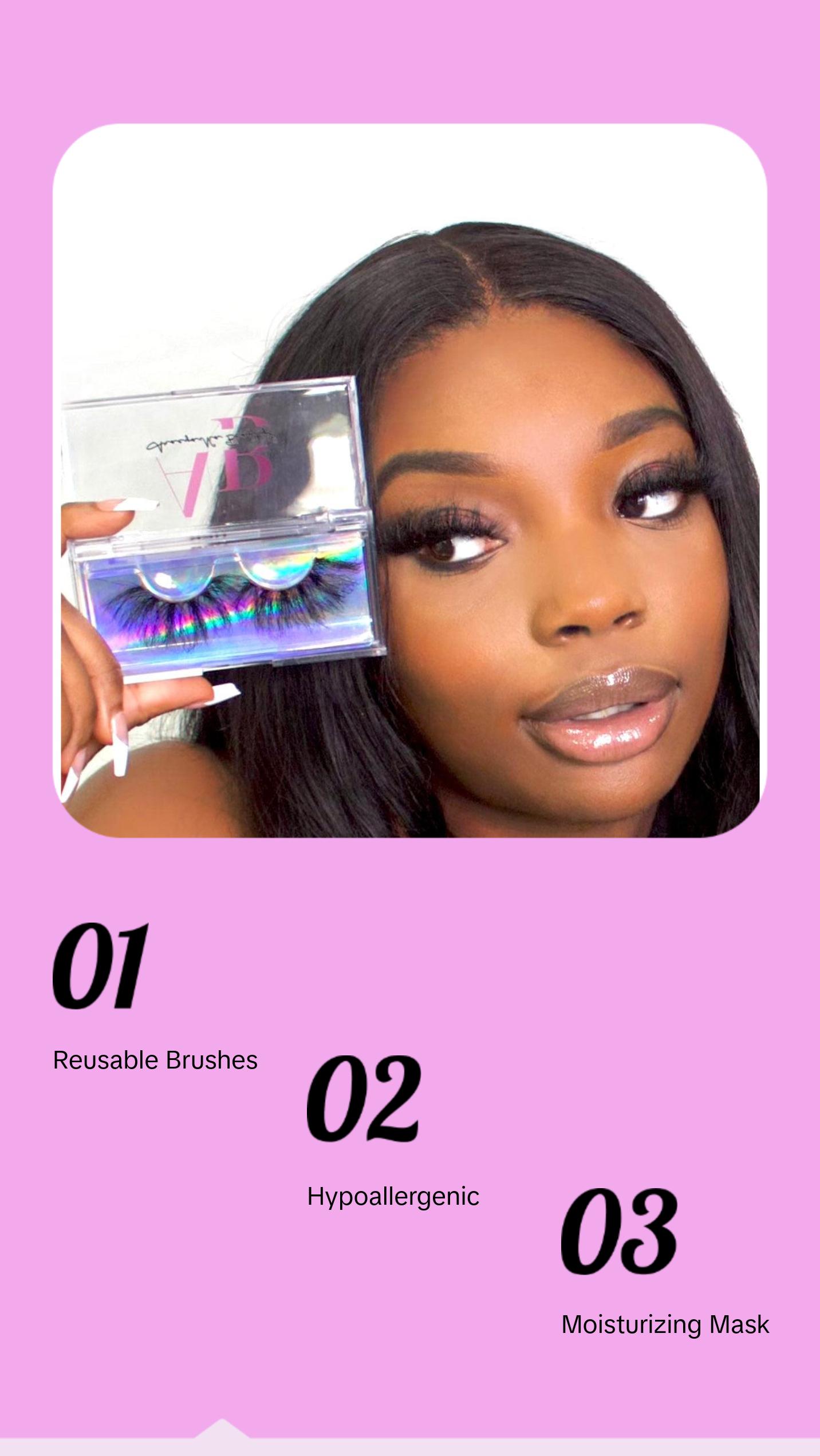 Fluff Puff Fluffy Mink Lash + Mini Essentials Kit - 15-25mm Real Mink Lashes