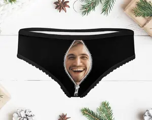 Custom Face Briefs, Personalized Photo on Women's Underwear, Give Girlfriend/Wife Valentines & Birthday Gifts, Print Couple Briefs Breathable Fashion Soft Womenswear Comfortable psd girls Panties High Waist