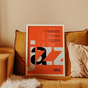 Retro German Jazz Festival Poster, Vintage Typography Art Print, Minimal Retro Graphic Wall Art, Decorativ Event Poster