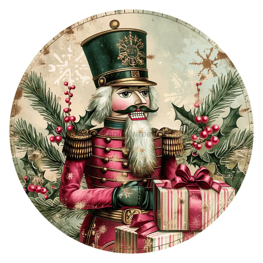 Pink Christmas Nutcracker, DCO-102657-D, Sign For Wreath, 18" Door Hanger