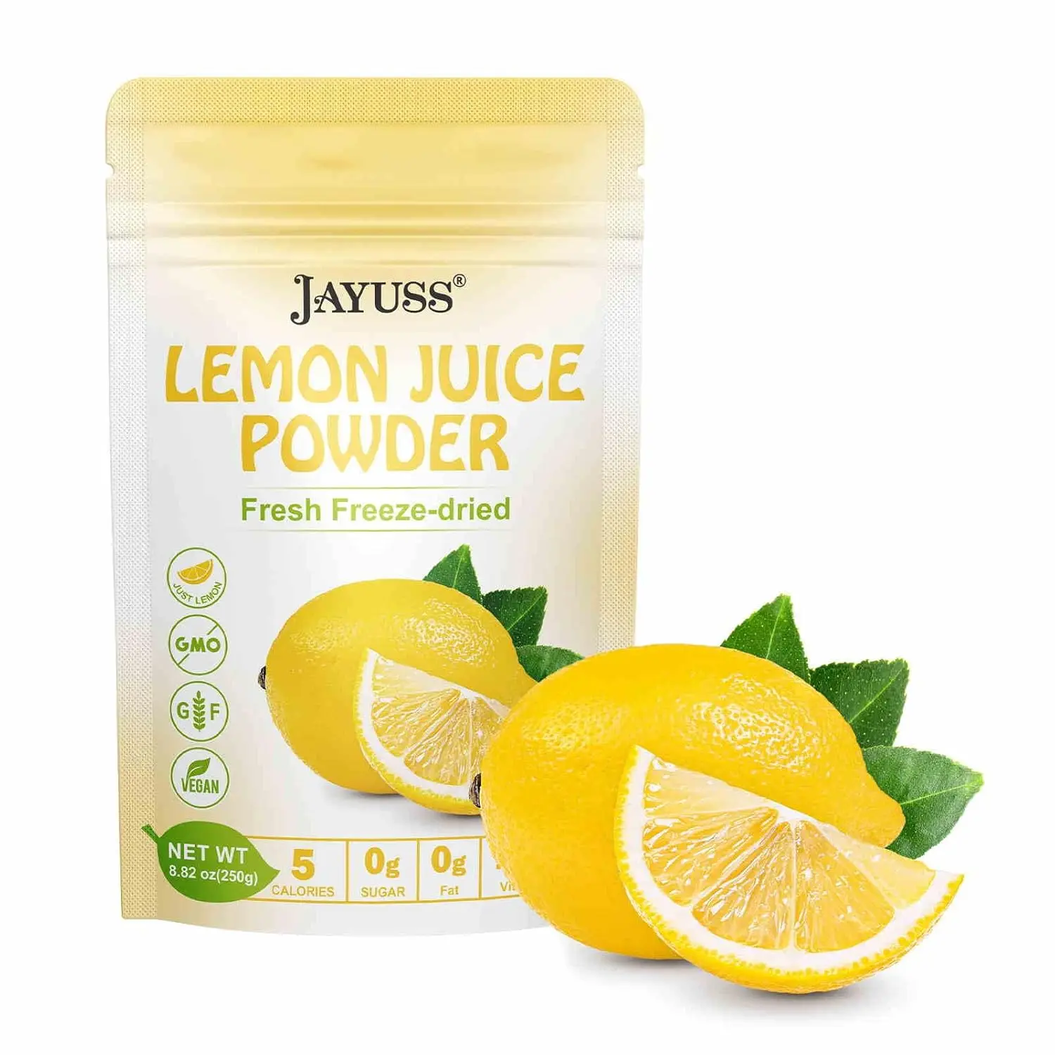 100% Natural Freeze Dried Lemon Flavor Fruit Powder, 8.82 oz (250g) Bag, No Sugar or Additives, Healthy Juice & Beverage Flavoring Powder Mix for Smoothies, Powder Drink Mix, Powdered Beverage