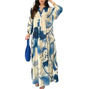 Eid Women Dress Abaya Muslim Loose Button Up Dubai Vestidos Largos Long Dresses Kaftan Arab Robe Party Caftan Jalabiya Ramadan