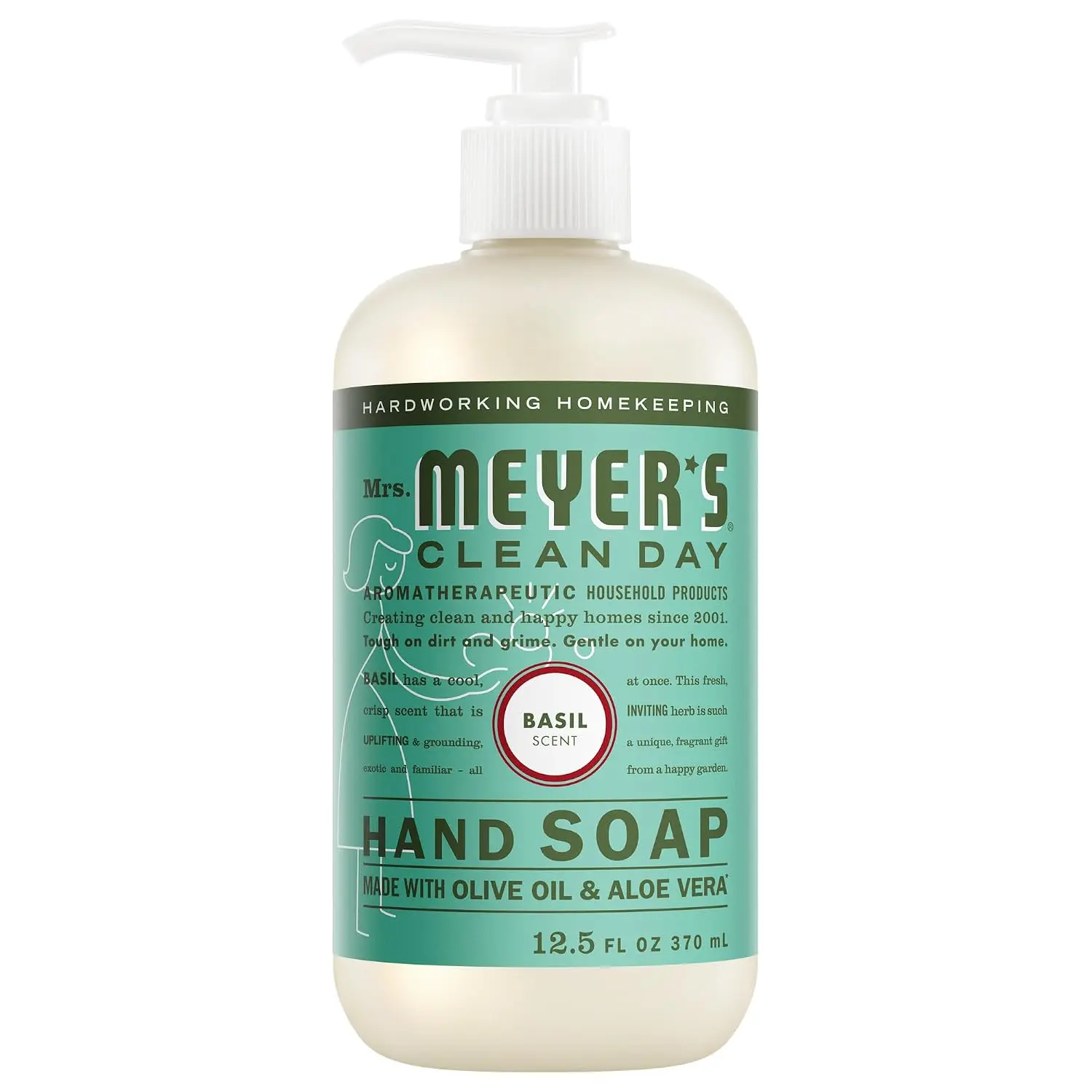 MRS. MEYER'S CLEAN DAY Hand Soap, Basil Scent, 12.5 Fl Oz Bottle