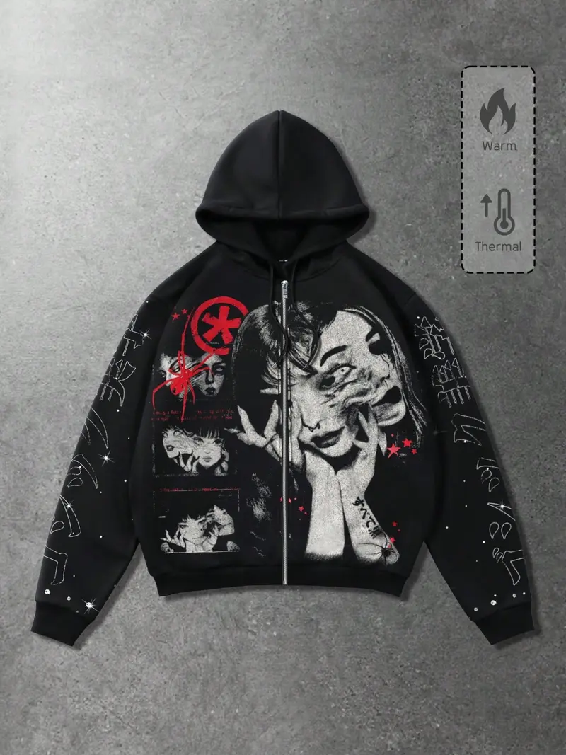 y2k graphic zip up hoodie - TikTok Shop