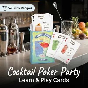Cocktail Poker Cards, 54 Drink Recipes on a Deck of Cards for Party & Bartending Fun