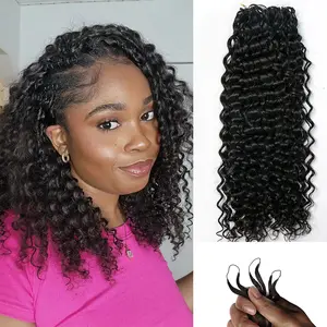 Pre Separated Feather Water Wave Crochet Hair Human Extension Crochet Hair Knotless Micro Bundles With Loop Boho Braids Handmade