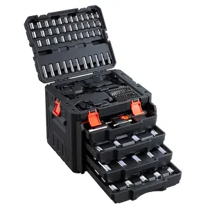 256-Piece Mechanic Tool Kit With 1/4, 3/8, And 1/2 Inch Drive - SAE And Metric Socket Set, Wrenches, Screwdriver Bits, Accessories, And Storage Case For Automotive Repair, Includes Magnetic Bit Holder