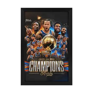 New York Knicks Basketball Champions Framed  Art, Black Frame Blue Orange Knicks Team Poster, NBA Style Sports  Decor, Bedroom Decor, Man Cave Decor, Game Room Decor, Basketball Fan Gift