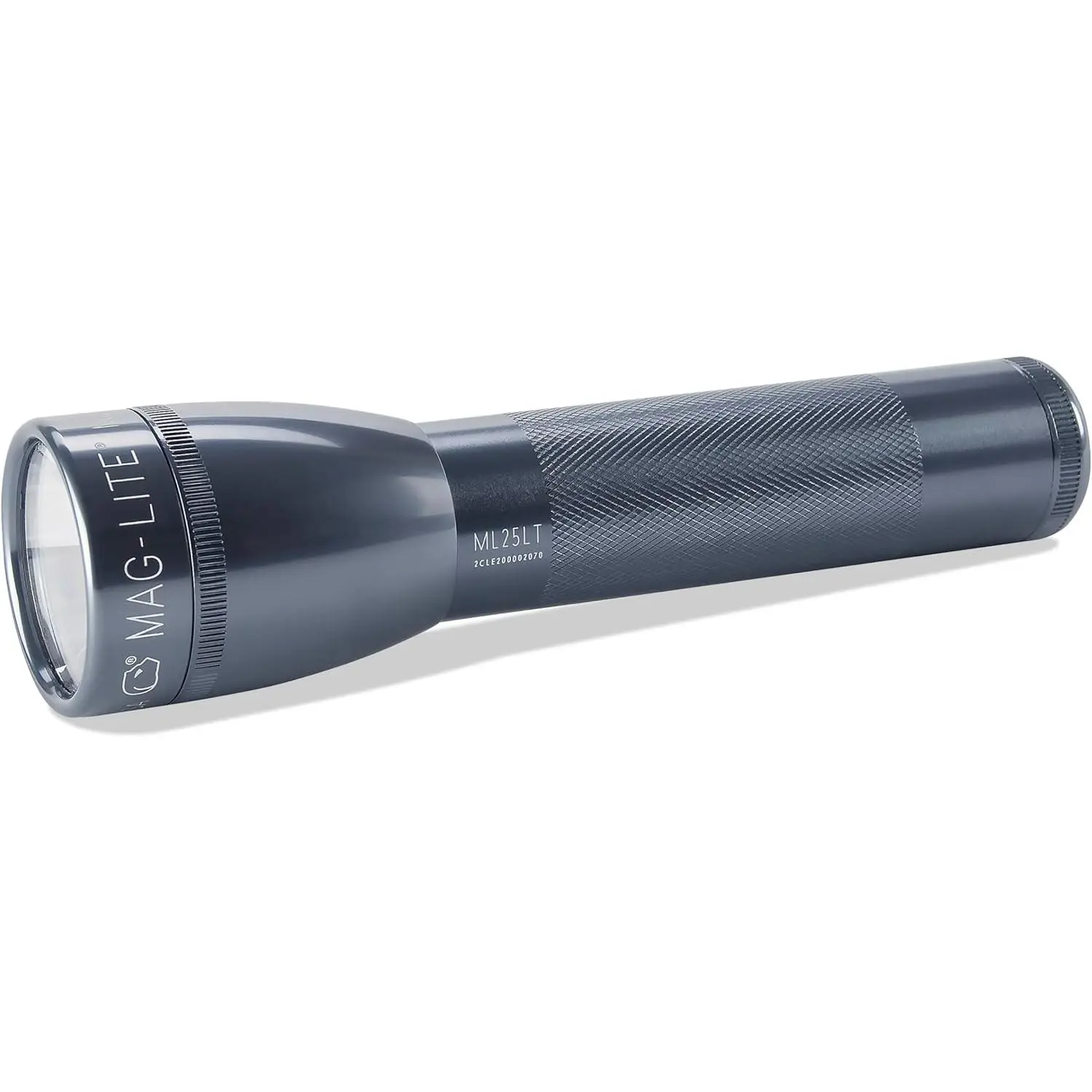 Gray Maglite ML25LT-S2095 2C-Cell LED Flashlight (LED Lights), 177-Lumen Output, Aluminum Body, Diamond-Texture Handle, IPX4 Waterproof, Spot/Flood Mode, Focuses Beam, Battery-Powered (Batteries Included) for Home Improvement