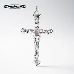 [LUMI56] -MUSTTRY- Super Shiny Tarnish-Resistant Large Cross Pendant Necklace AAAAA+ Cubic Zirconia