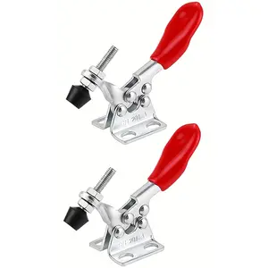 2pcs Metal Toggle Clamp Set with Quick Release & Adjustable Rubber Tips - Durable Hand Tools for Woodworking, Welding & Positioning