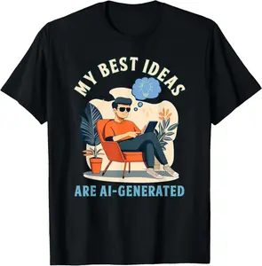 100% Cotton My Best Ideas Are AI-Generated Funny Developer Tech-Inspired T-Shirt