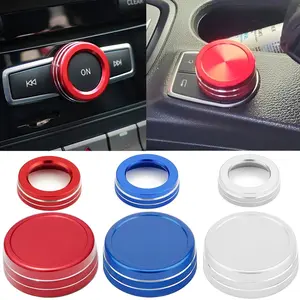 Car Multimedia Knob Trim Cover Volume Knob Decoration Ring Cover Sticker Compatible with Mercedes Benz A B E GLA GLK CLS CLA GLE ML GL W176 W246 W212 X156 X204 C218 C117 Car Interior Decorative