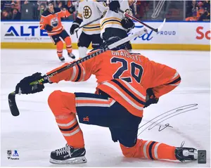 Leon Draisaitl Edmonton Oilers Autographed 16" x 20" Goal Celebration Photograph - Fanatics Authentic Certified