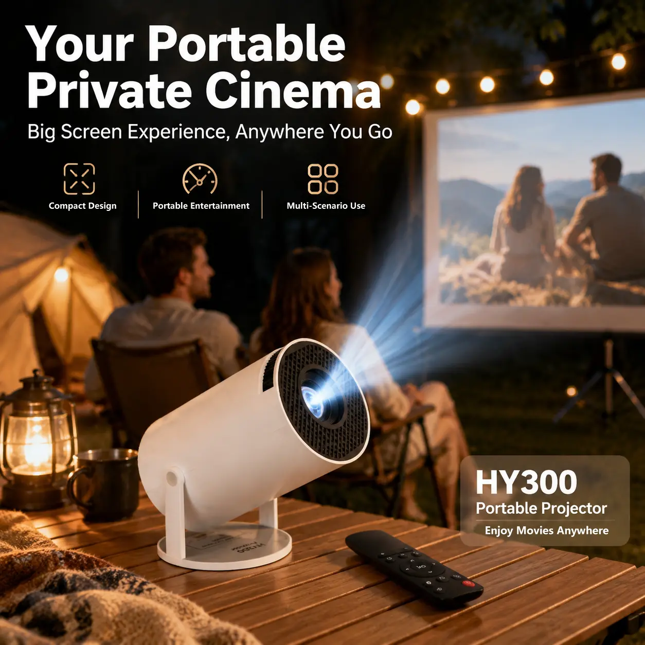 Portable Smart Projector with WiFi 6 & Bluetooth 5.0, 180° Adjustable Projection, Android 11, Auto Keystone Correction, Supports 1080P Playback,Fast US Shipping