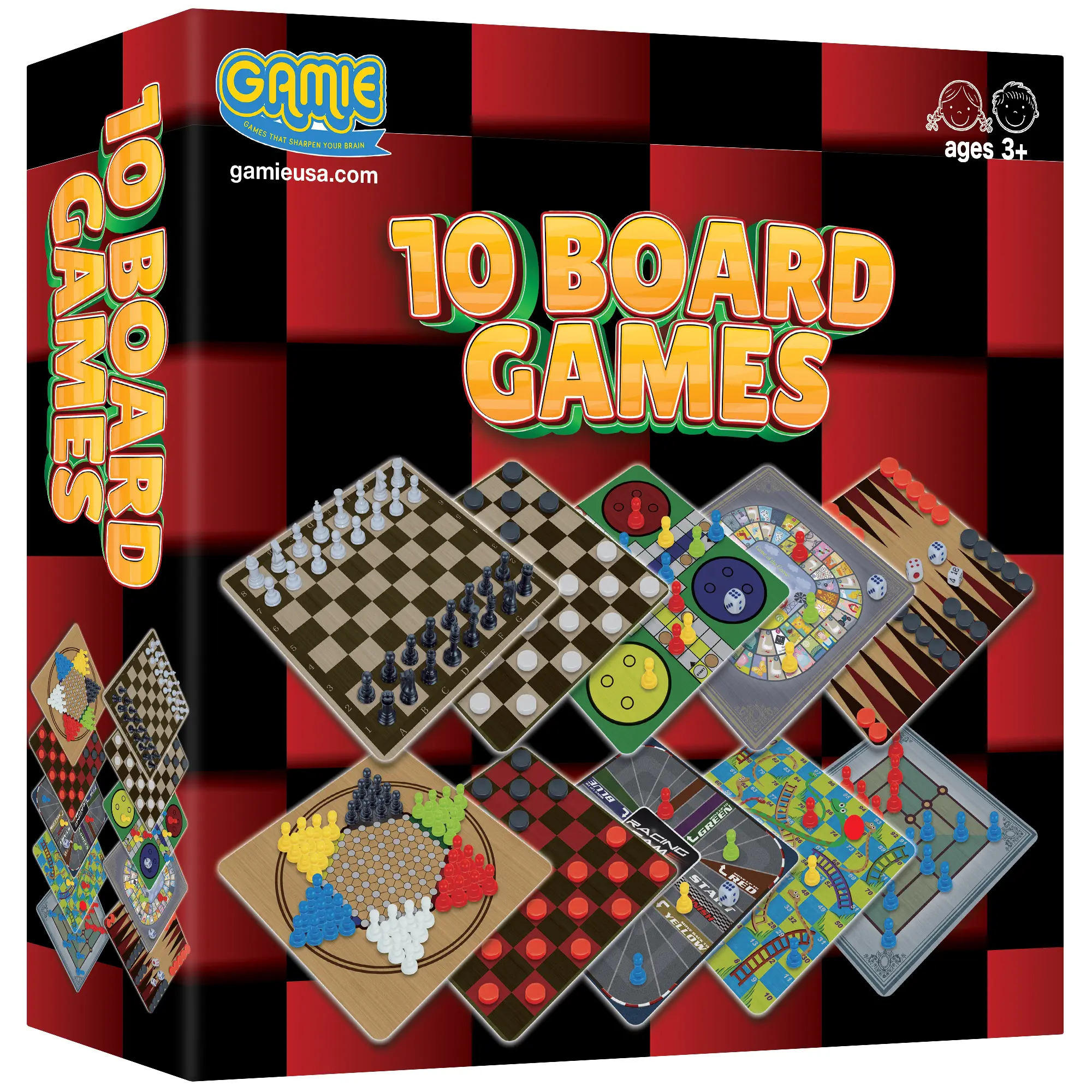 10 in 1 Board Game Set, Travel-Friendly Family Board Game Set with Backgammon, Chinese Checkers, Snakes and Ladders, Game of The Goose, Sorry, Draught, Racing, Chess and More