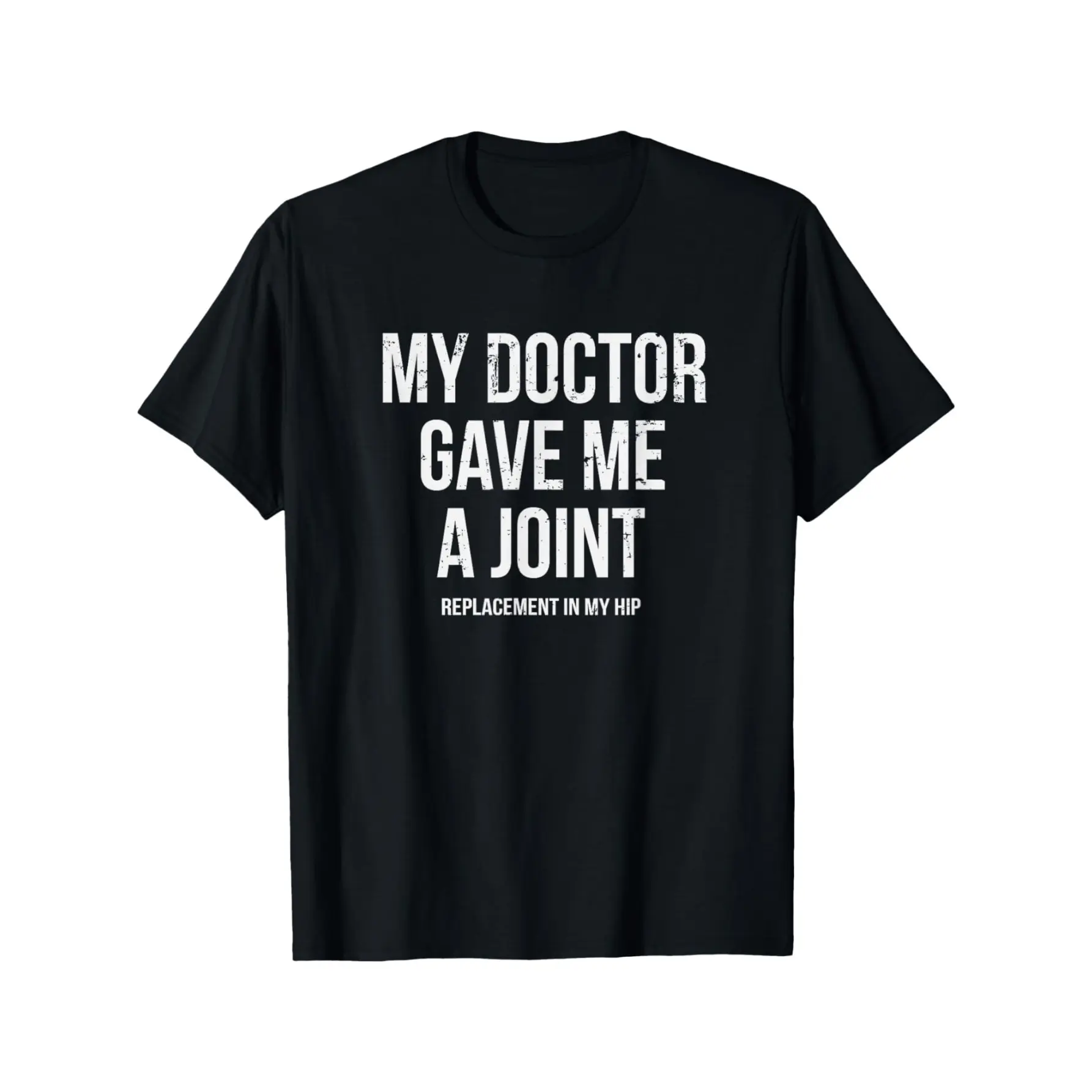 Men's Comfy Basic Funny Medical Humor Graphic T-Shirt - "My Doctor Gave Me A Joint" Slogan, Black with White Print, Casual Round Neck Shortsleeve Tee for Casual Attire & Outdoor Activities Crewneck Menswear