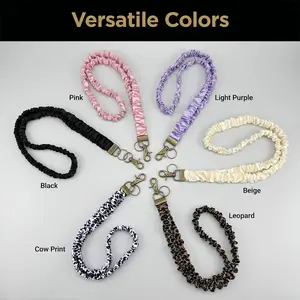 Zinc Alloy D-Ring Lobster Clasp Long Lanyard Keychain Multi-Function Neck Strap for Keys ID Badge Phone – Black Pink Purple White Leopard Cow Colors