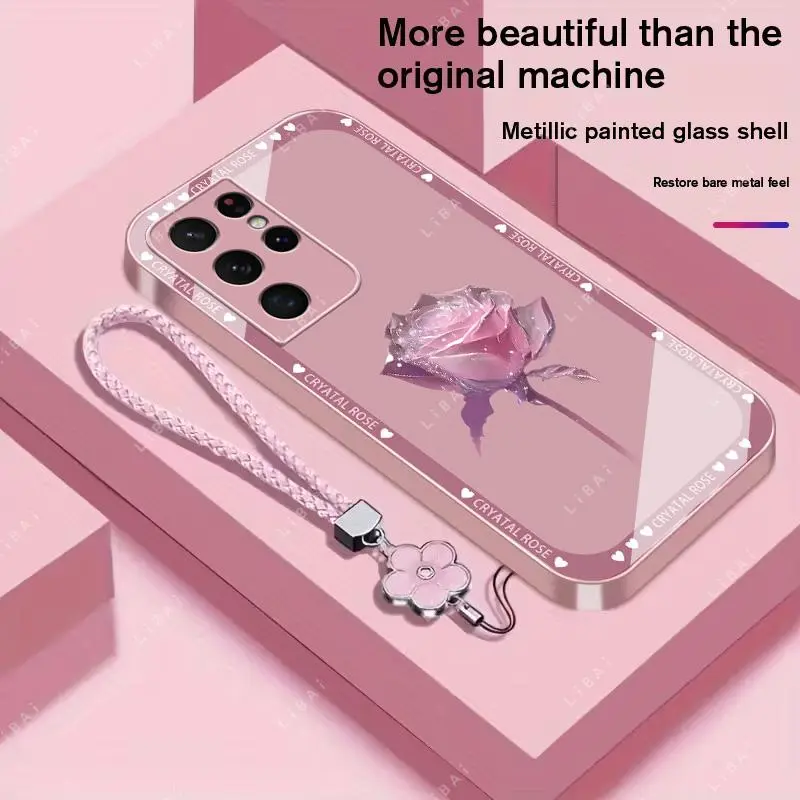 Suitable for [Galaxy S21 Ultra 5g] Brand new premium phone case, Free four-leaf clover lanyard，drop-proof and fingerprint-resistant，simple and elegant design，multiple colors available YM99