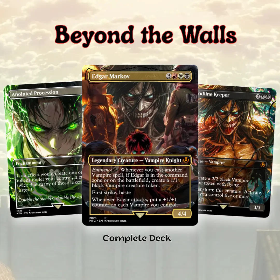 Beyond the Walls – Dark Anime Commander Deck – Proxy EDH 100+ Cards and Token – Horde Aggro Strategy – Ready to Play - Gift for Friend