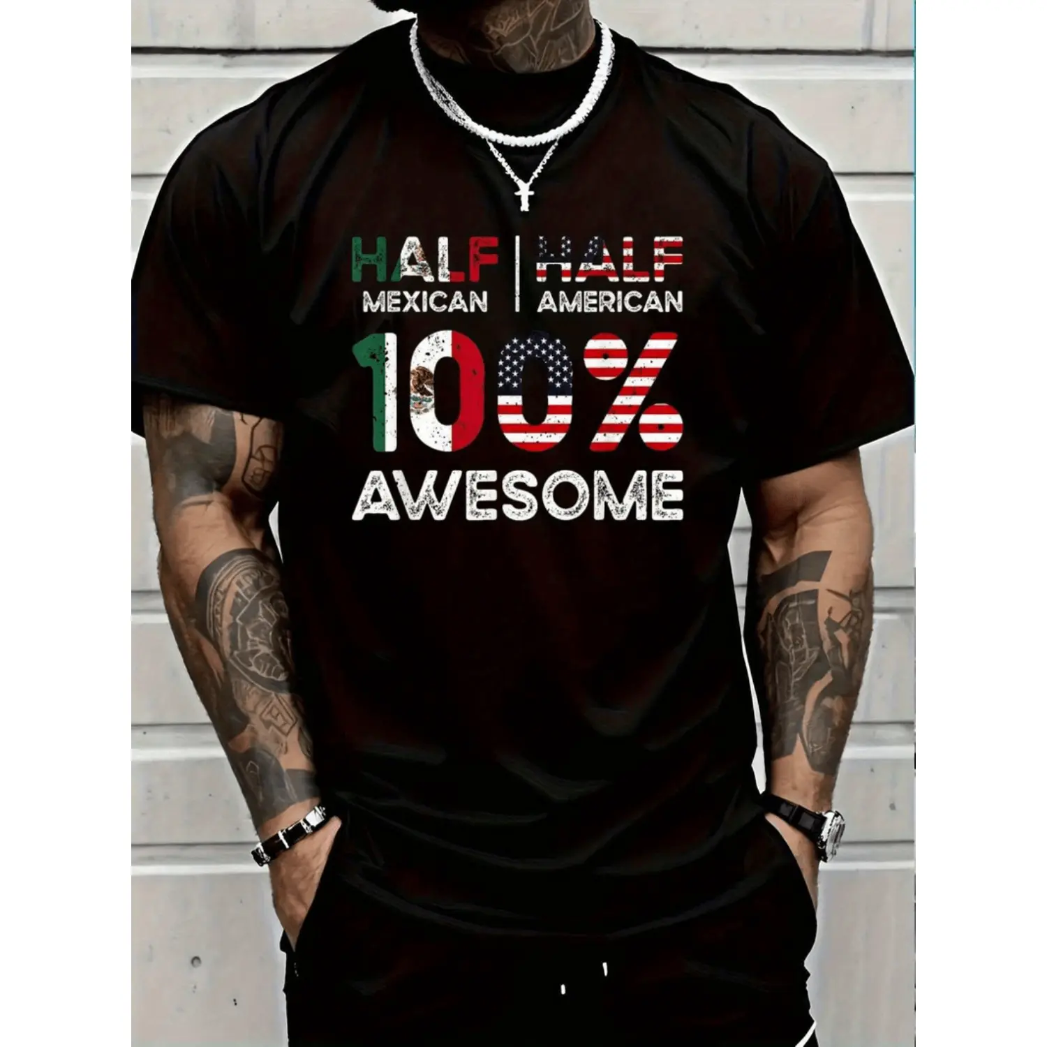Summer t Shirts 100% cotton mexican american mexico us flag t-shirt women s men graphic tee -1