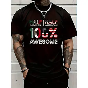Summer t Shirts 100% cotton mexican american mexico us flag t-shirt women s men graphic tee -1