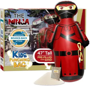 INFLATABLE DUDES Ninja Toy 47 Inches -Kids Punching Bag | Already Filled with Sand| Bop Bag | Inflatable Bopper | Boxing | Ninja Birthday Party | Party Decorations | Punching Bag for Kids- (Sam)
