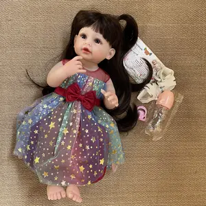 22-inch lifelike rebirth doll with hand-implanted blonde hair, soft vinyl body and realistic detailing features. Comes with comfort items, bottles and birth certificates. It is a perfect Christmas gift, with cute doll clothes and vivid facial expressions